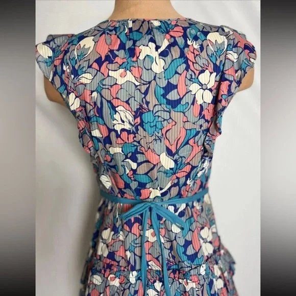 MARC by MARC JACOBS Y2K 100% Cotton Floral Ruffle Tiered Tie Back Mini Dress 6 - Picture 8 of 9